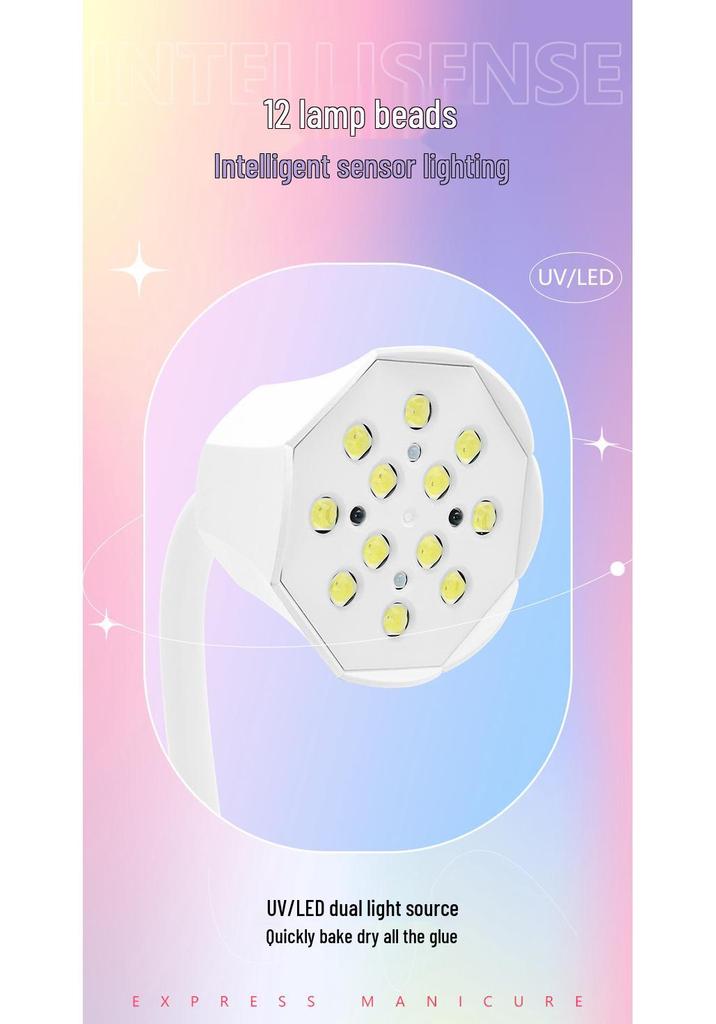 Smart Touchscreen Nail Art Lamp - Fast Dry, No Blackening, Desktop Rechargeable Phototherapy Gooseneck for Nail Tips.
