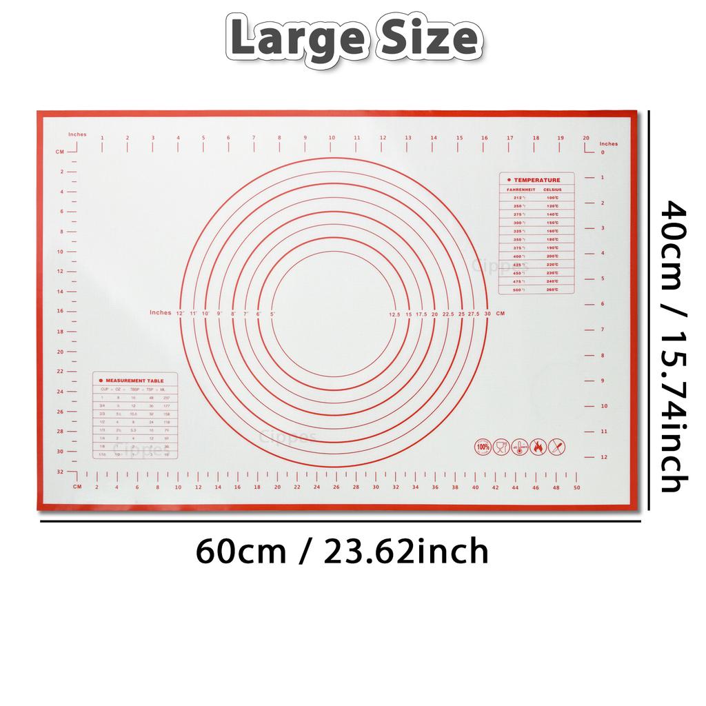 Non Slip Silicone Pastry Mat with Measurements, Nonstick Thick Baking Mat for Rolling Out Dough, Fondant /Pizza Mat, Counter Mat