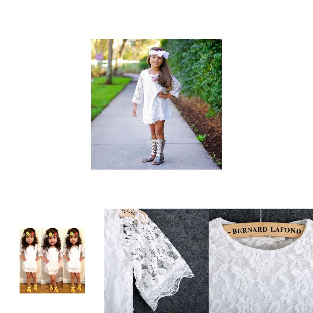 Robe de Fête Blanche en Dentelle Florale Élégante pour Bébés et Enfants Filles pour les Célébrations d'Été