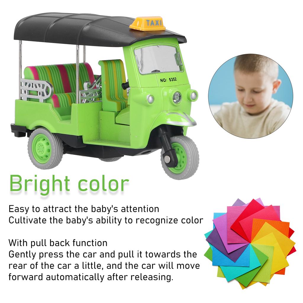 Rückziehbarer Thai-Dreirad-Simulations-Legierungs-Tuk-Tuk-Auto-Modellspielzeug Kinderfahrzeugspielzeug Grün