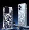 White Snowflake Magnetic Clear Case for Apple iPhone 15/16/17 Pro Max - Full Coverage Protection