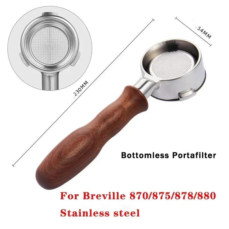 11mm Stainless Steel Double Mouth Portafilter for Breville Sage871/871/878/881 Bottomless Coffee Filter Handle Modification Tool