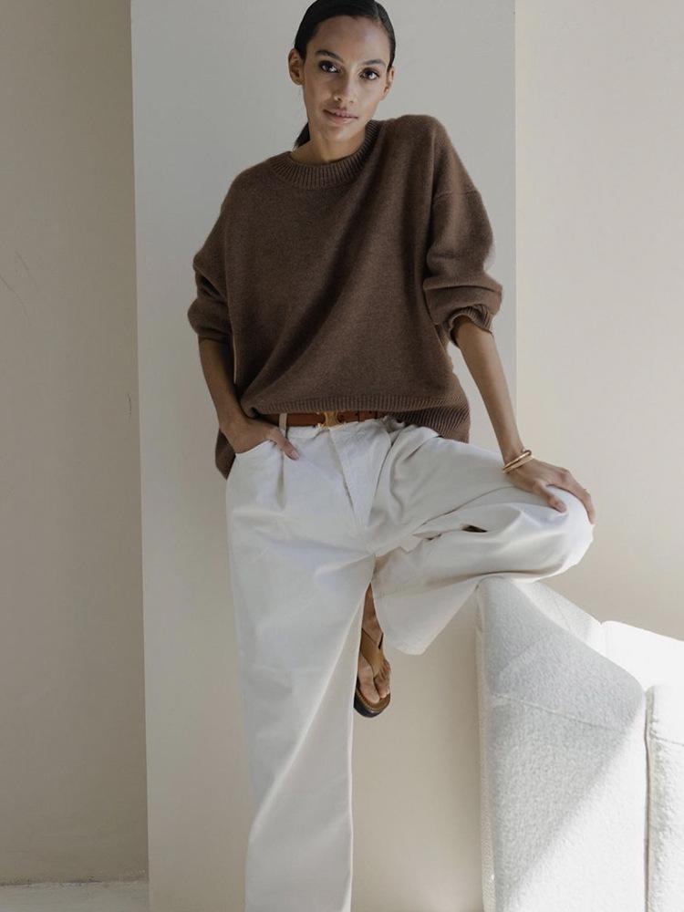 Women's Solid Color Round Neck Sweater 2025 - Soft Knit Top