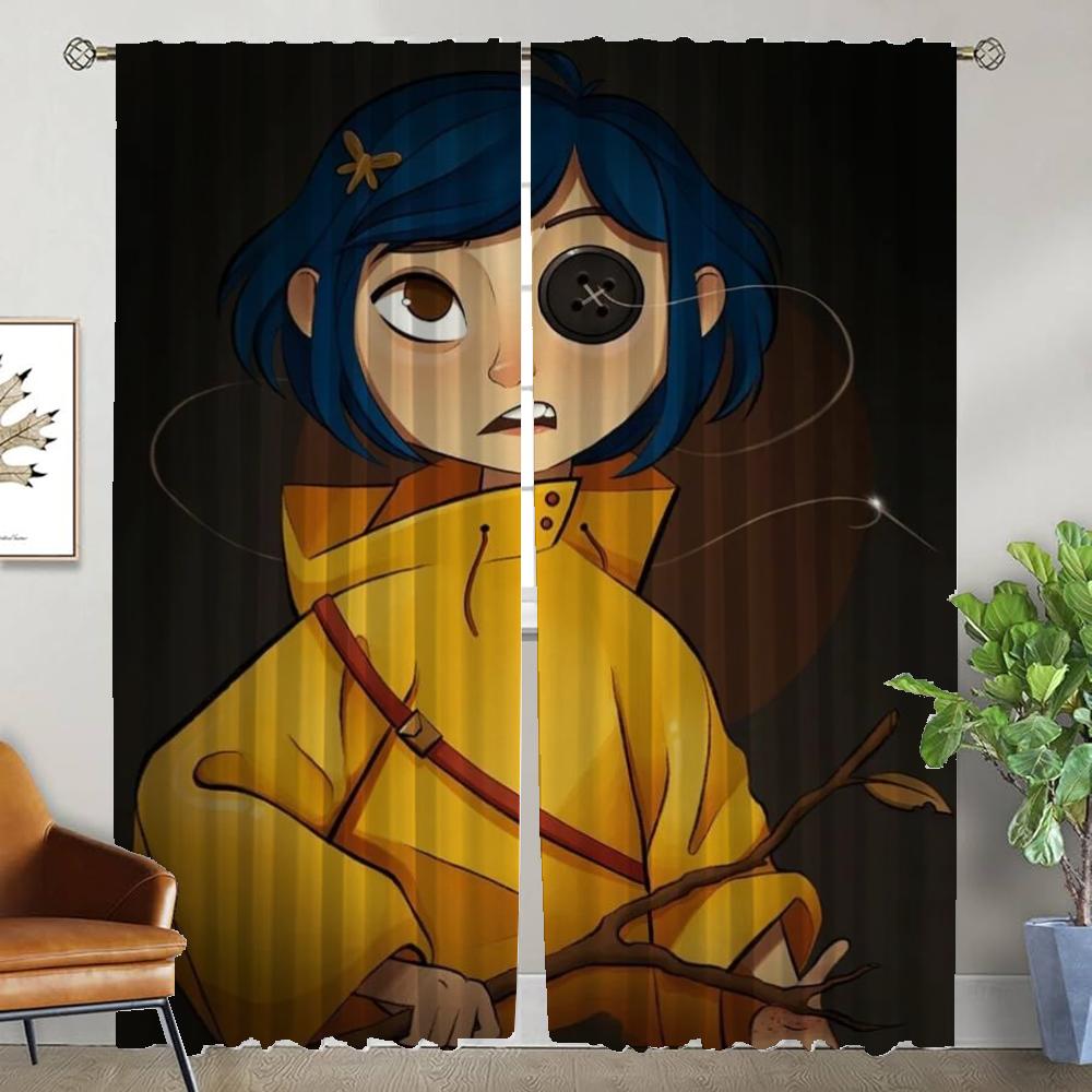 

Coraline Shades Home Interior Curtains for Living Room Kitchen Curtains 2 Pieces Tulle for Bedroom Window Curtain Partition W50xH70cmx2pcs-CL