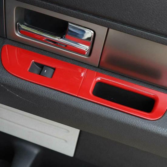 Red Window Lift Switch Panel Decor Cover Trim for 09-14 Ford F-150 Accessories