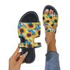2024 Summer New Models, Breathable Printing Color Matching Roman Style Sandals Women's European and American Style Flat-bottomed Cool Slippers