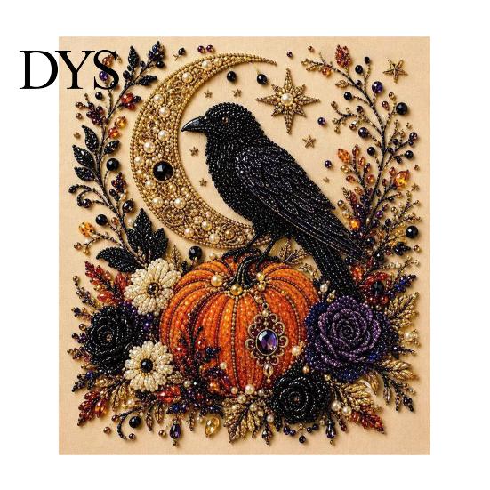 Przytulna Jesienna Dekoracja Domu Halloweenowy Zestaw do Malowania Perłami Sztucznymi, Uroczy Duch 3D Art DIY Ręcznie Robione Prezenty Świąteczne dla Nastolatków Zestaw dla Dorosłych, Boże Narodzenie