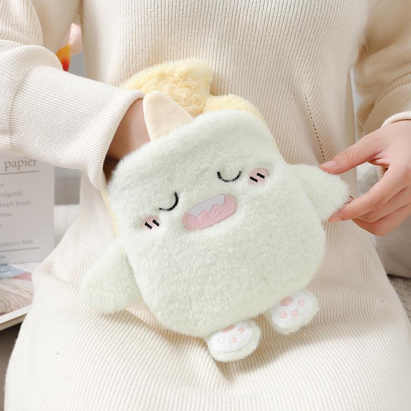 Plush Hand Warmer: Cozy, Explosion-Proof Hot Water Bottle with Washable Cover for Autumn & Winter.