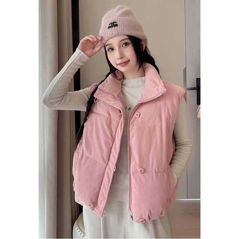 

Вельветовый пуховый хлопковый жилет женский осенне-зимний новый корейский стиль свободный однотонный жилет куртка XXL