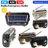 FM AM SW Radio Emergency Radios Receiver Solar Charging Hand Crank Radio Bluetooth 5.2 Support TF USB Outdoor Emergency Radio