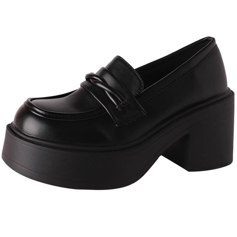 Fashion versatile loafers women's summer new comfortable thick-soled non-slip heightening small leather shoes