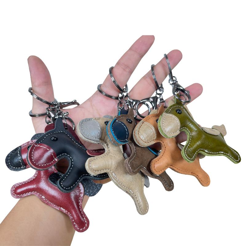 Trendy Genuine Cow Leather Pony Handbag Pendant Cute Versatile Horse Keychain Luggage Bag Hanging Accessories Diy Decor Gift