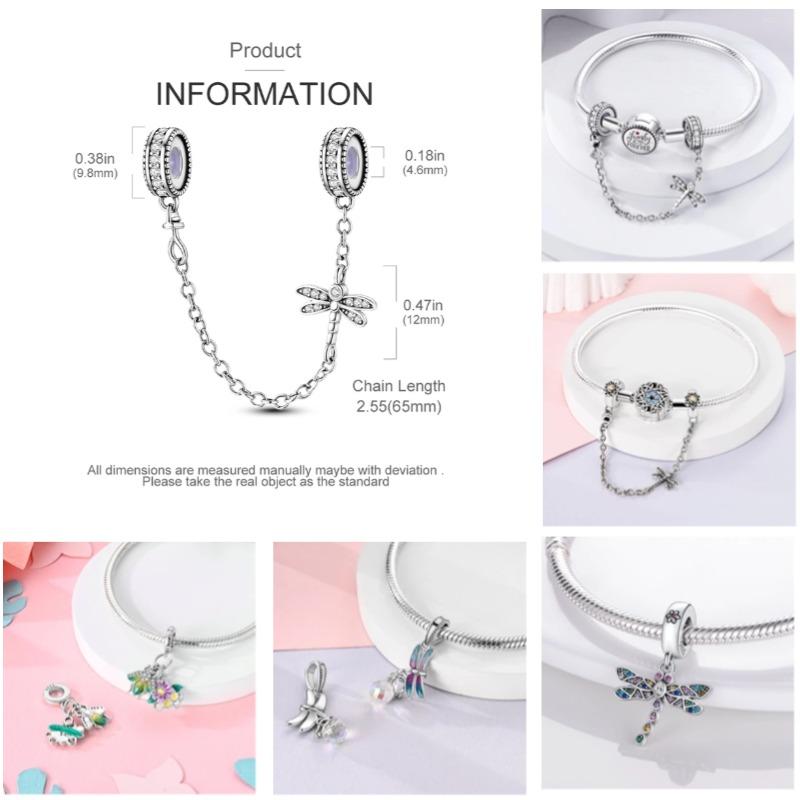 Butterfly Charm copper Authentic Pink Blue Zircon Fly Butterflies Safety Chain Clip Charm Bead Charms Compatible With Bracelets Do It Yourself Jewelle