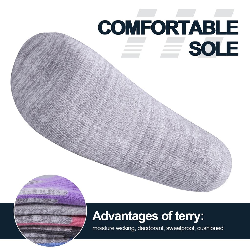 Sports Thick Socks for Trekking and Mountain Sweat Odor Set of 5 Pairs [YUEDGE] Women's Climbing, Walking, Cotton, Breathable, Absorbent, Resistant,