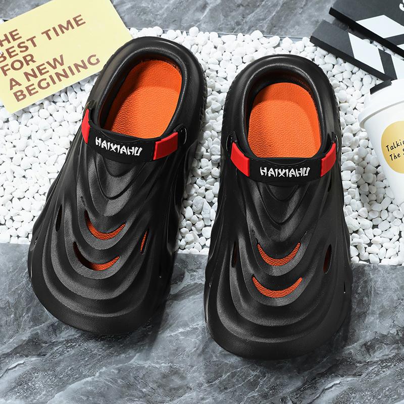 

Новинка 2024 года, мужские уличные сандалии, шлепанцы, пляжные удобные сабо на толстой подошве, мужская повседневная обувь, садовая обувь, мужские и женские пляжные сандалии 42 чёрный