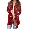 Women's Fashion Christmas Print Jacket Long Sleeve Casual Cardigan Coat