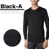 Factory Warm Stretch Round Long Warm and Stretchy of 2 Size Y's Men's Innerwear, Fleece-Lined, Neck, Sleeves, [Set (Black & Charcoal) LL]