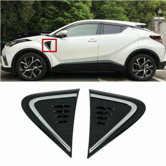 2X Black Side Front Door Wing Fender Cover Trim For Toyota C-HR CHR 2017-2022