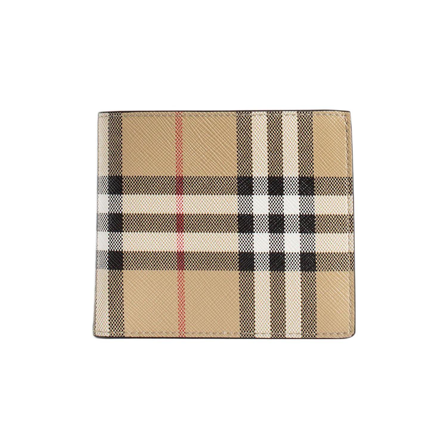 

Burberry Vintage Check Leather Bi-fold Wallet For Men Women Daily Use Basic Set (Bag+Dust Bag)