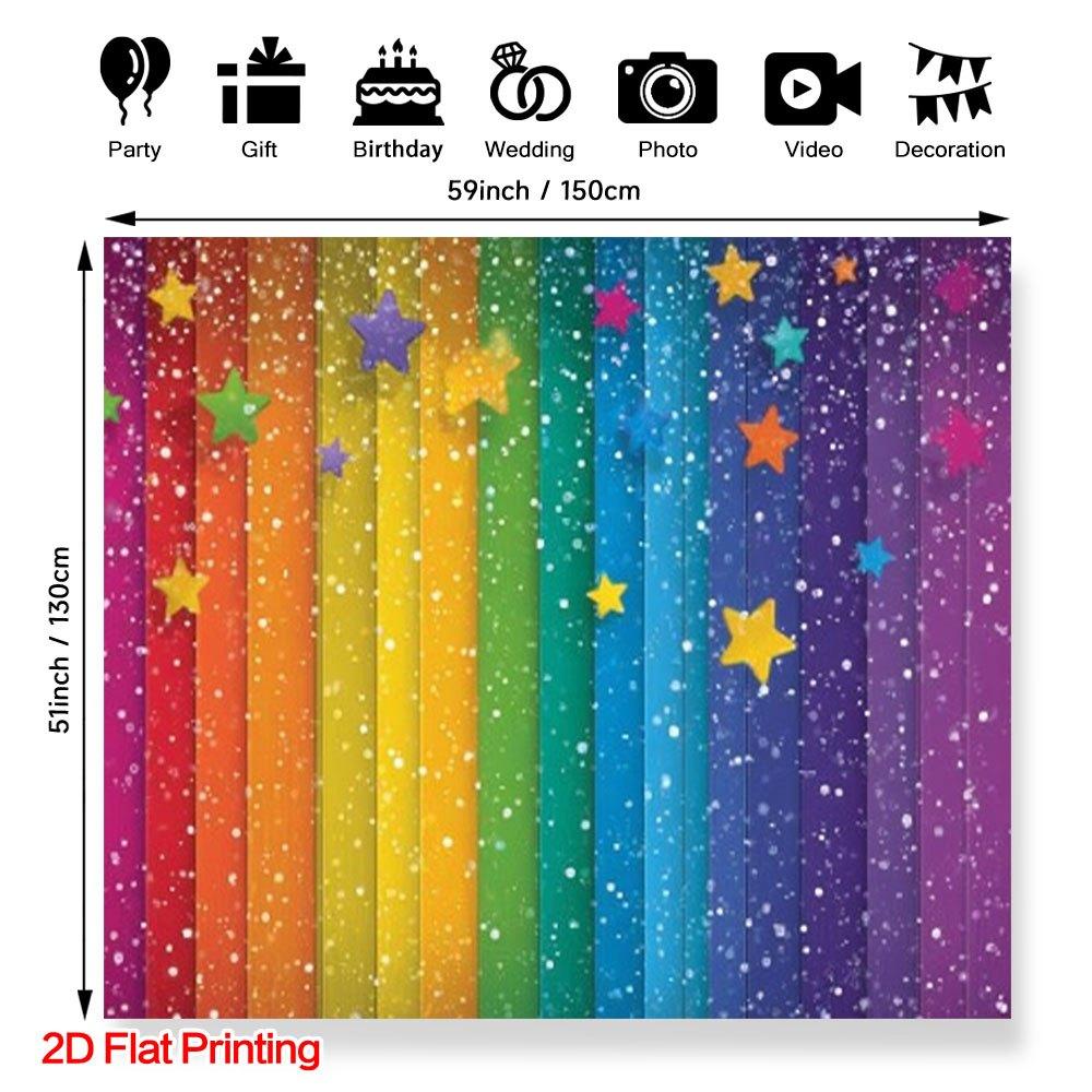 1 Piece of Colorful Star Rainbow Photography Background | Polyester Fabric, Suitable for Home, Garden, and Studio