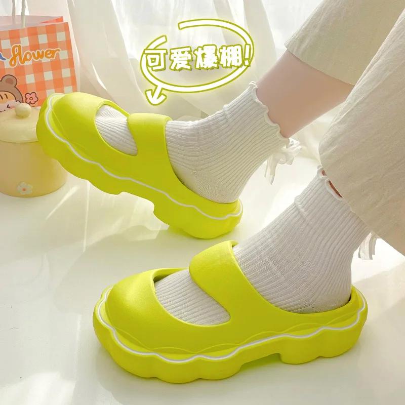 Fashion Women Summer Slippers Flower Cute Beach Mary Janes Sandals Eva Non Slip Outdoor Clouds Slides Mules Shoes Women Sandals
