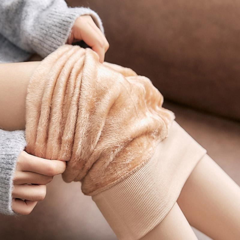 Nessaj Zimné teplé legíny s ponožkami Dámske Plus zamatové zimné legíny Vysoká elasticita Teplé nohavice
