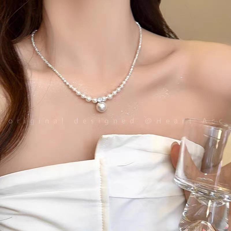 Shijia Pearl Broken Silver Necklace Women's Niche High-end Sense Collarbone Chain Gentle Temperament Versatile Neck Chain