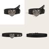 Solid Color Retro Summer Punk Leather Belt With Heart Snap Closure Look Trendy