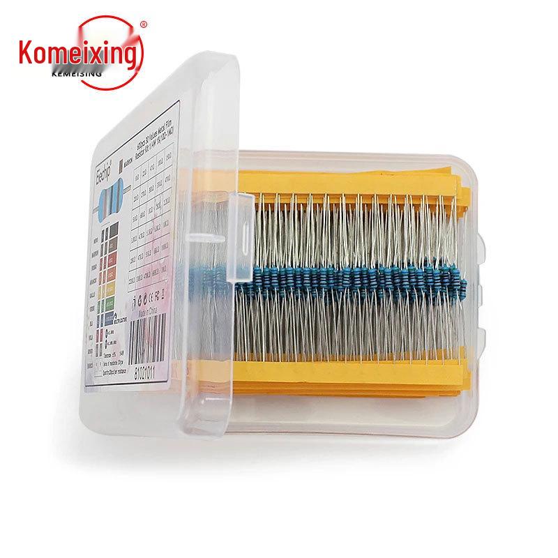 300/600PCS 1/4W Metal Film Resistor Pack, 1% Accuracy, 10R-1M, 30 Types x 20 Pieces, Bagged and Boxed