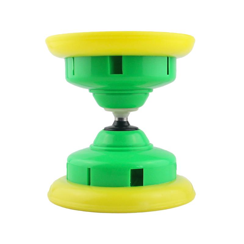Large Leather Diabolo with Crystal-Clear Double-Head, Soft Rubber, and Triple Bearings for All Ages