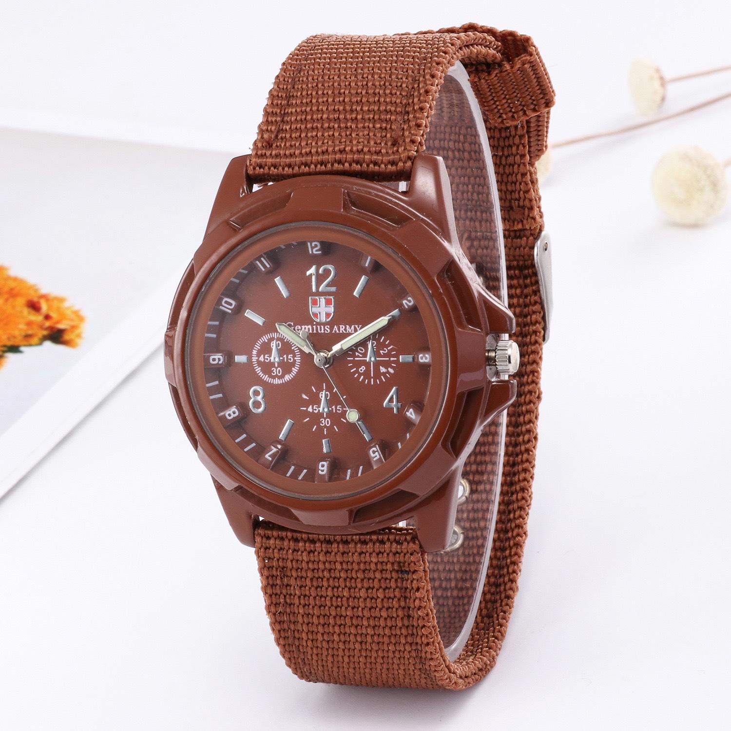 Business Casual Nylon Canvas Strap Men S Watch, Men S Watch Cloth Strap Student Watch Quartz Watch коричневый
