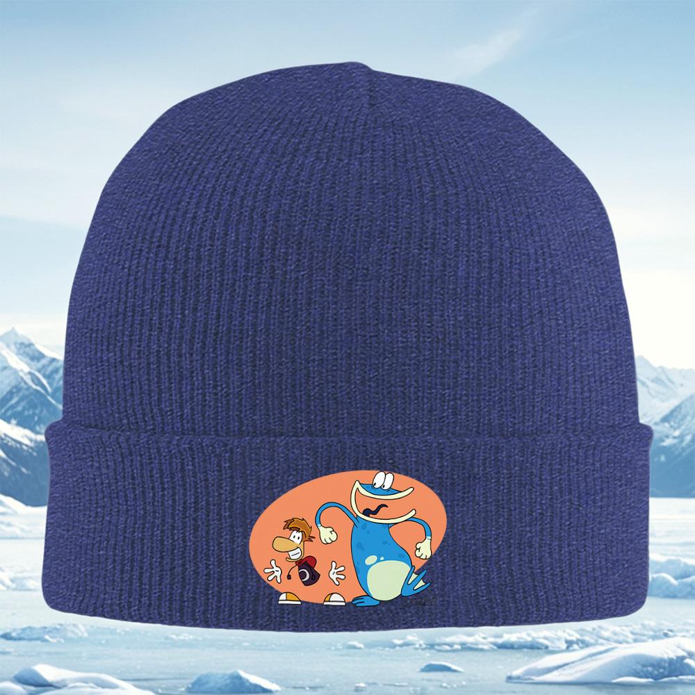 Rayman Frog Smiling Expression Duo Design Men Women Unisex Knitted Hat Beanie Pullover Cap Winter Thermal Warm Christmas Outdoor