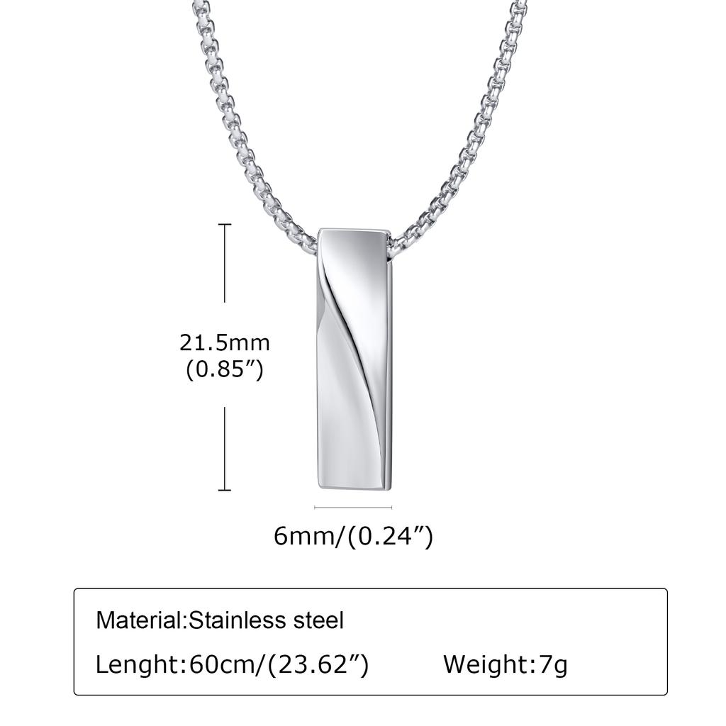 Rectangle Bar Pendants Necklaces for Men Stainless Steel Geometric Neckchain Minimalism Simplicity Collar Chain Jewelry for Him