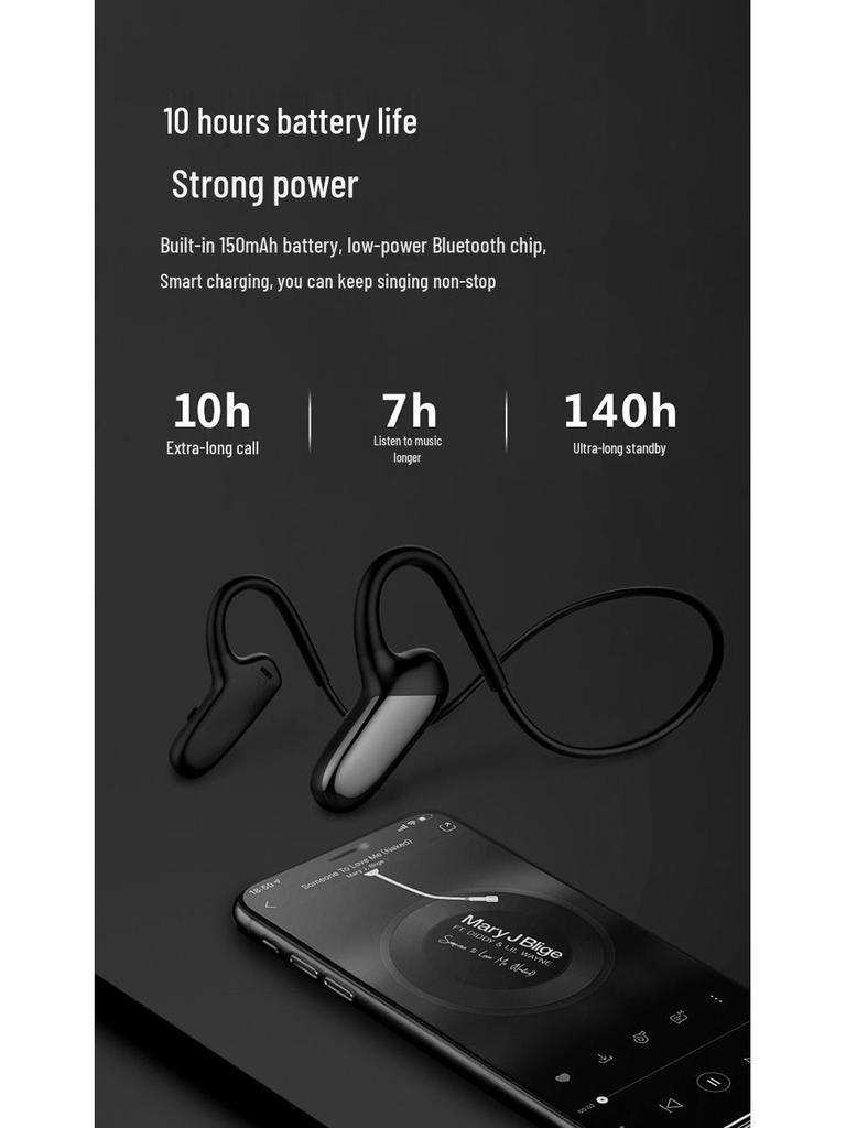 Bone Conduction Wireless Bluetooth Earbuds: Dual Ear, Ear Hook Design, Semi-In-Ear Sports Headphones for Running