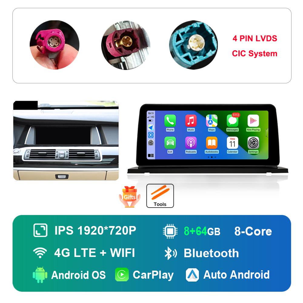 12.3 inch HD Touch Screen for BMW 5 Series F07 GT 2011 - 2017 CIC NBT System Android Car Radio Multimedia Player DSP Stereo GPS