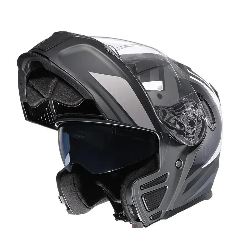 Motorcross Flip Up Helmets with Wide View Clear Visor ABS Shell Full Face Cyril Motor Helmet For Adult DOT Approved
