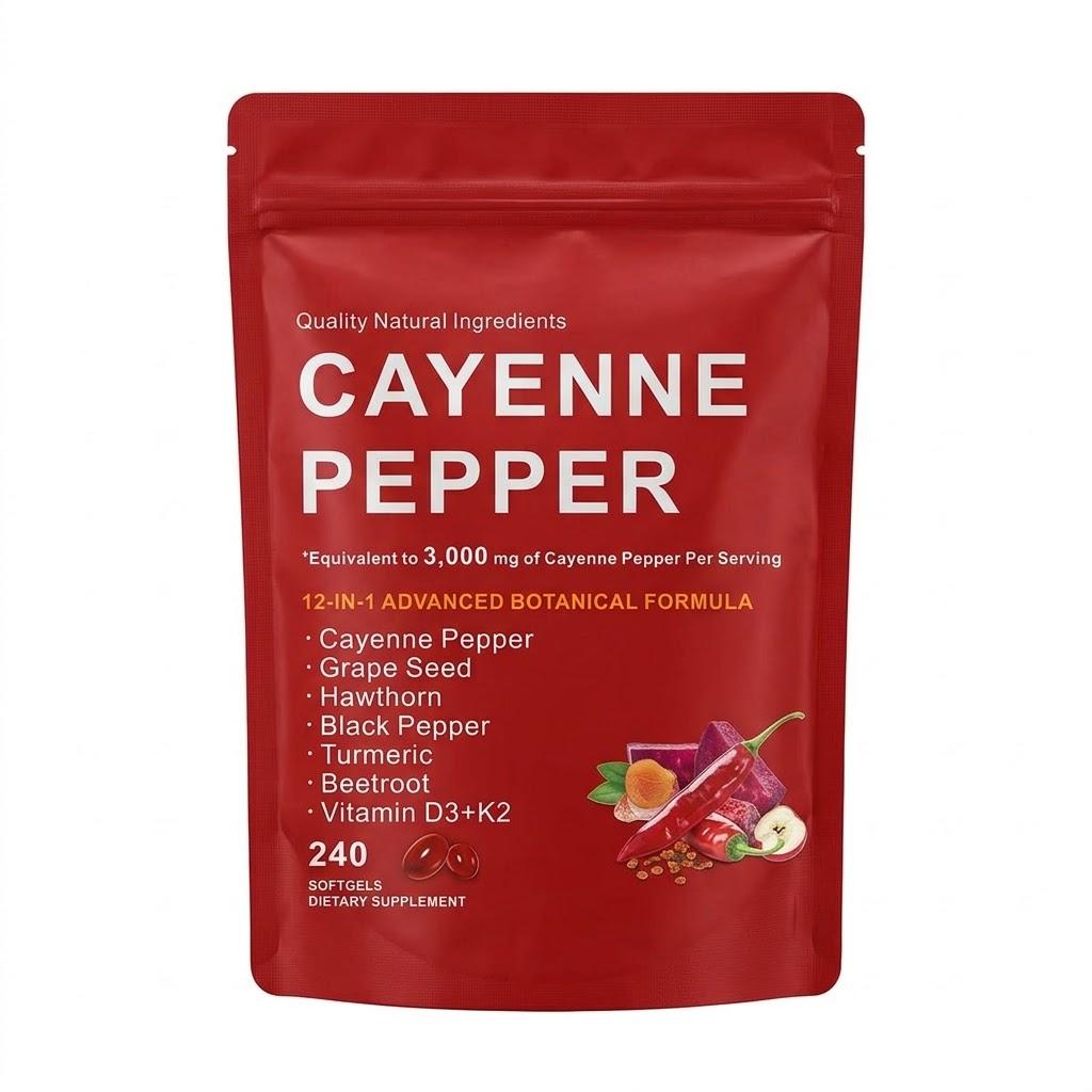 Cayenne-Pfefferextrakt 3000 mg | 12-in-1 Fortgeschrittene Botanische Formel - 240 Flüssige Weichkapseln 1pack