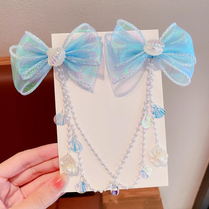 Mermaid Hairpin Children's Princess Headdress Bow New High-end Head Chain Girls' Clip Treasure Hair Accessories