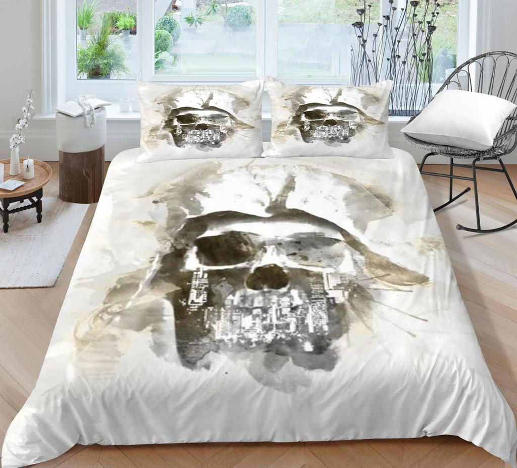 Bedding Cover Sets Skull Home Textiles Bed Quilt Cover Bedding Set 3D Duvet Cover Comfortable Bedclothes Microfiber Quilt Cover