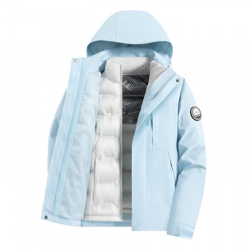 Men Women 3-in-1 Waterproof Windproof Hiking Jacket With Removable Fleece Liner Outdoor Travel Camping