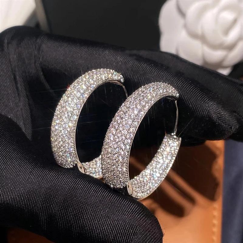 Gorgeous Dainty Circle Round Hoop Earrings for Women Charming Cubic Zirconia Wedding Engagement Jewelry Party Accessories