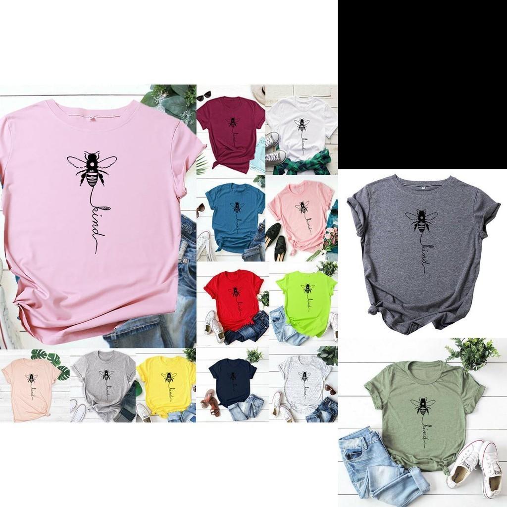 Women's Bee Printed Crew Neck T-shirts Featuring Soft Cotton Fabric For Comfort