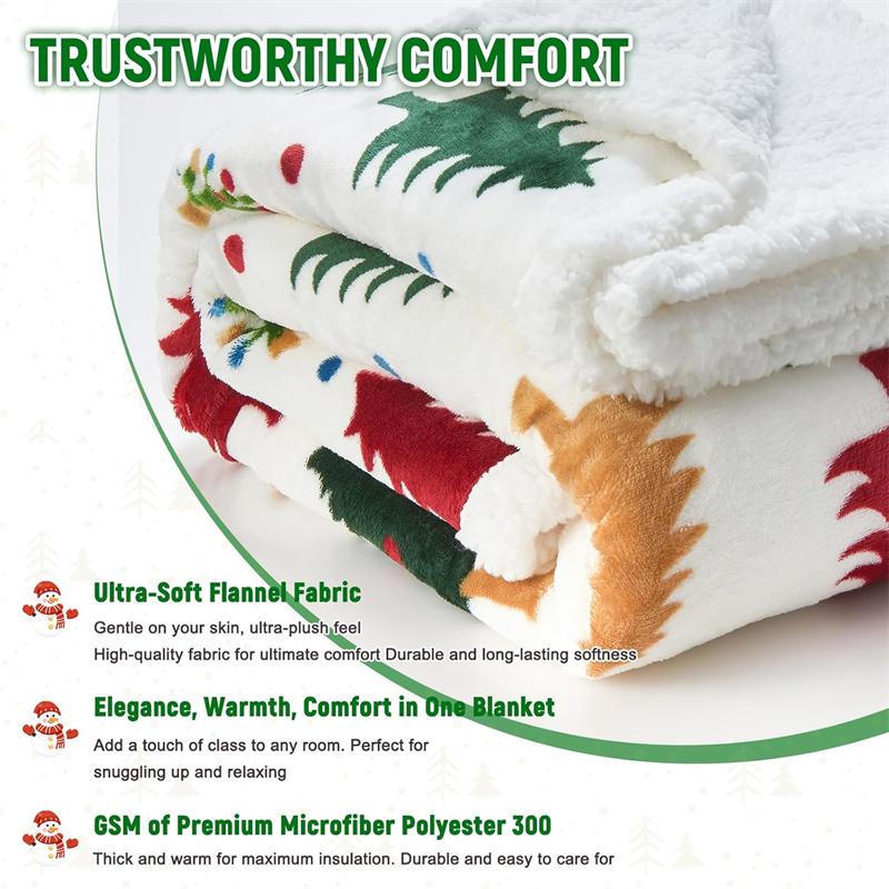 Christmas Throw Blanket Christmas Decorations Gifts For Women Sherpa Flannel Fleece Winter Holiday Blanket For Couch Sofa Bed