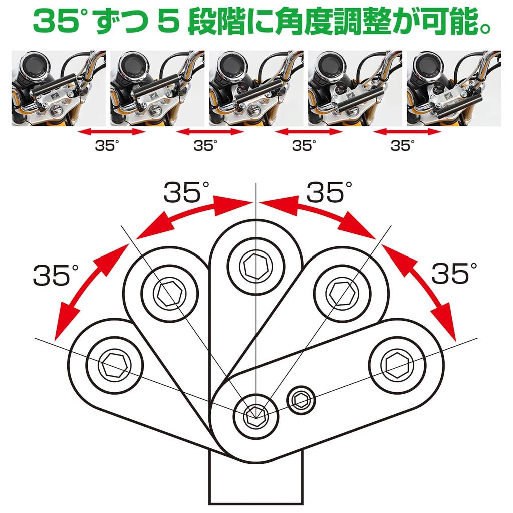 KITACO Bar Adjustable Type Black for Monkey 125 CT125 Hunter Cub Dax 125 Multi-Purpose K-TOUR (JB02/JB03/JB05), (JA55/JA65), (JB04/JB06), Etc.