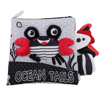 Soft Cloth Baby Book White and Black Stereo Shape Multifunctional Toddler Tail Cloth Book for Early