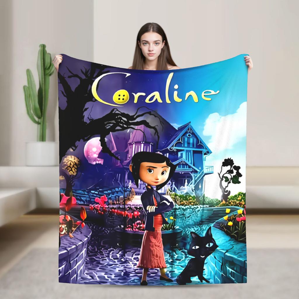 Coraline Artwork Creepy Mother Blankets Fleece Decoration  Multi-function Soft Throw Blanket for Bed Office Rug Piece