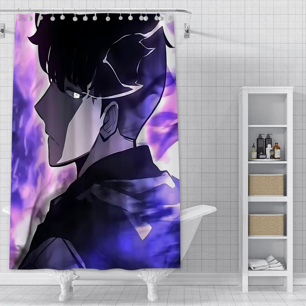 Solo Leveling Shadow King Shower Curtain Waterproof Polyester Fabric Paint Bath Curtains Home Bathroom Decor Curtain With Hook