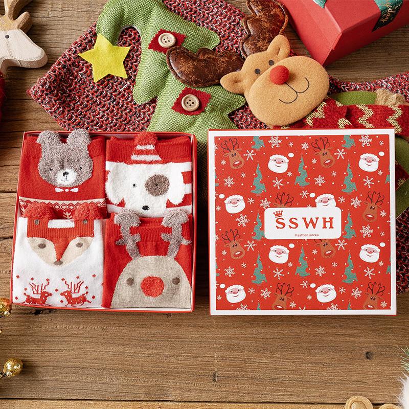 Christmas Combed Cotton Mid-Calf Socks Gift Set