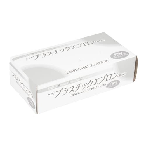 

Saraya Disposable Sleeveless Plastic Aprons, White, One Size Fits All, 50-Count, Product Number: 51077