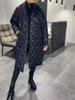 Shiny Velvet Coat New Style Long Length Over-Knee Pinstripe Cotton Loose Warm Coat